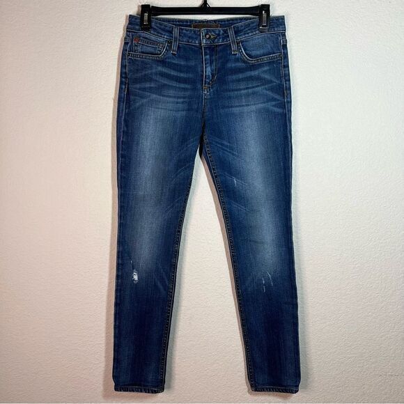 Joe's Jeans Medium Blue Haru Distressed Mid Rise Skinny Jeans Womens Size 28W - Picture 1 of 8